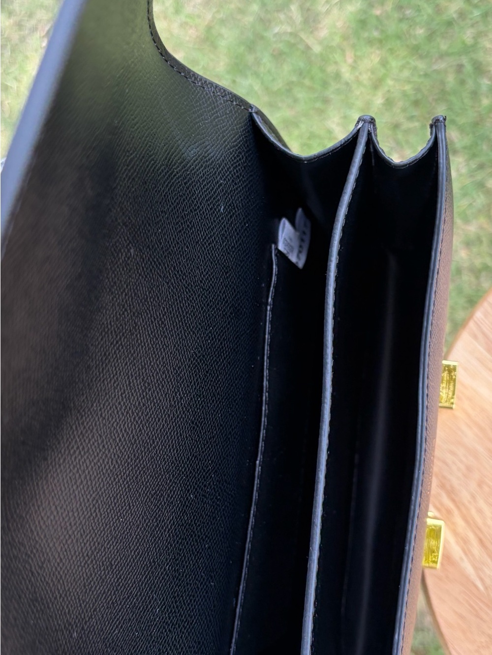 Black Real Leather Shoulder/Crossbody Bag with Gold Hardware and H Closure - Picture 3 of 7